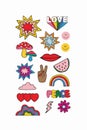 Illustration of picture stickers with retro theme.