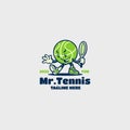 Happy Tennis Ball cartoon Illustration. Tennis Ball mascot illustration logo template Royalty Free Stock Photo