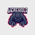 Angry Wolf head logo or icon or eSports mascot logo