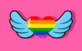 Cute winged rainbow Lgbt heart