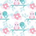 Cute bird vector pattern seamless background