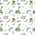 Seamless texture with watercolor dinosaurs Royalty Free Stock Photo