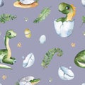 Seamless texture with watercolor dinosaurs Royalty Free Stock Photo