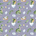 Seamless texture with watercolor dinosaurs Royalty Free Stock Photo