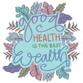 Good health is the best wealth. Poster quotes.