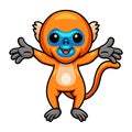 Cute little golden monkey cartoon raising hands Royalty Free Stock Photo