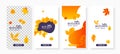 Set of leave banners illustration with abstract shape for autumn sale social media Royalty Free Stock Photo