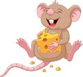 Cartoon mouse holding a slice of cheese Royalty Free Stock Photo