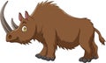 Cartoon woolly rhino on white background