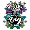 A little progress each day add up to big results. Poster quotes.