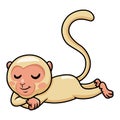 Cute little albino monkey cartoon sleeping
