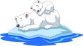 Cartoon mother and baby polar bear sleeping on ice floe Royalty Free Stock Photo