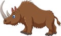 Cartoon woolly rhino on white background