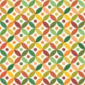 Colorful abstract mid century modern circle pattern with little dots in green, orange, amber, yellow and red Royalty Free Stock Photo