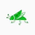 grasshopper tech logo concept. mascot, simple, flat and animal logotype