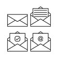 Outline white envelop icon set illustration design. Editable vector in eps10. Basic element Royalty Free Stock Photo