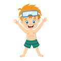 Cartoon little boy scuba diver Royalty Free Stock Photo