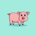 Cute cartoon pig happiness