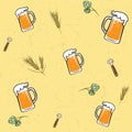 Brewery seamless pattern beer mug icon scratch texture background drink theme Royalty Free Stock Photo