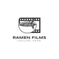 Ramen noodle bowl film cinema logo vector icon illustration Royalty Free Stock Photo
