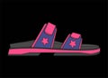 Strap sandals multicolor drawing vector, strap sandals in a multicolor style, vector Illustration. with black background