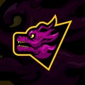 purple dragon head illustration. scary, creative, animal, cartoon and mascot style