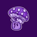 Cute Face Purple Magic Mushroom Mascot Character