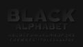 Black alphabet font. Simple letters and numbers with shadow in black.