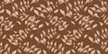 Coffee branches seamless pattern on dark background. Organic product label template.