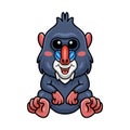 Cute little mandrill cartoon sitting