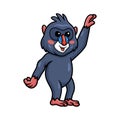 Cute little mandrill cartoon waving hand