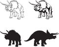 Triceratop, dinosaur realistic image, vector, positions, illustration, black and white Royalty Free Stock Photo