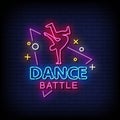 Dance Battle Neon Sign On Brick Wall Background Vector Royalty Free Stock Photo