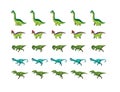 Animal Dinosaur Animation Moves Frame Sequence Cute Cartoon Vector Illustration Set 3