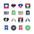 Juneteenth, 19th Of June Holiday Designs & Icons Set Vector