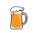 Yellow beer mug glass icon isolated illustration cartoon drawing design festival concept vector Royalty Free Stock Photo