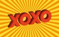 Xo Xo, Red symbolic notation for hugs and kisses. Realistic 3d symbols. Stylish banner, holiday poster template for social media,