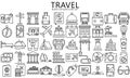 Tour and travel black outline icon set Royalty Free Stock Photo