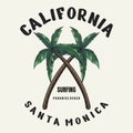 Tree coconut california santa monica vector illustration