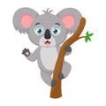 Cute baby koala cartoon on tree branch Royalty Free Stock Photo