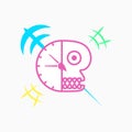 deadline logo concept. clock and skull. colorful, line, simple, creative and unique style