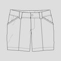 Short pants outline drawing vector, short pants in a sketch style, trainers template outline, vector Illustration. Royalty Free Stock Photo