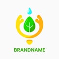 Save nature concept logo. this logo is a combination of water, leaves, and the symbol of a person hugging