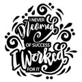 I never dreamed of success I worked for it. Poster quotes. Royalty Free Stock Photo