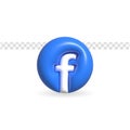 3D Rendering facebook logo icon