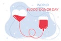 World Blood Donor Day. Vector illustration of a volunteer banner. Give blood Save life.