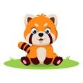 Cute red panda cartoon sitting in the grass Royalty Free Stock Photo