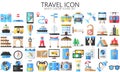 Tour and travel multi color icons set Royalty Free Stock Photo