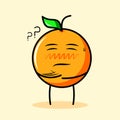 cute orange character with think expression