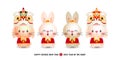 Happy Chinese new year 2023 with group little rabbit greeting gong xi fa cai, the year of the rabbit zodiac, calendar